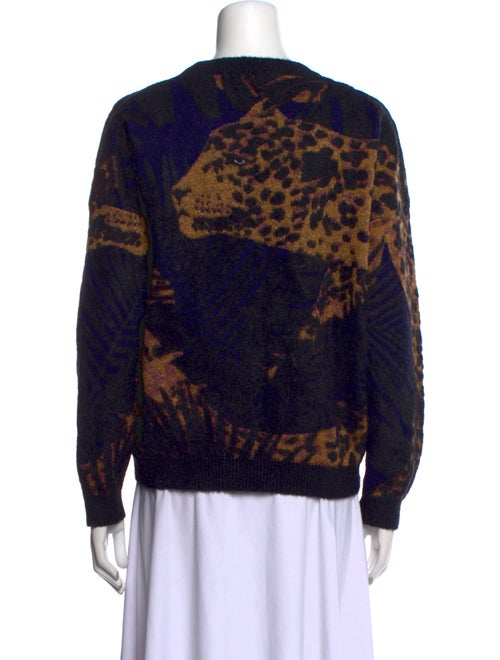 Saint Laurent Animal Print Crew Neck Sweater