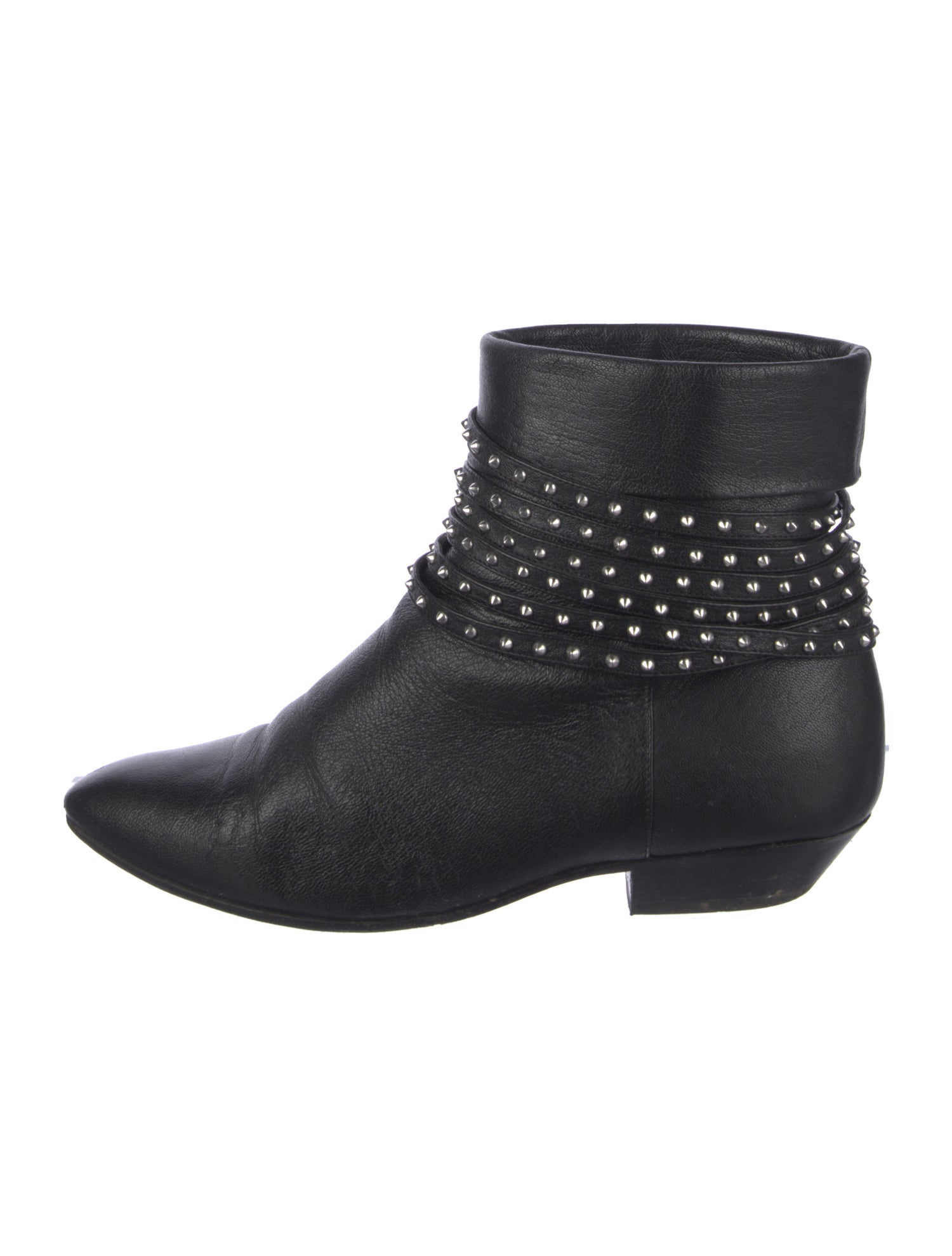 Saint Laurent Leather Studded Accents Boots
