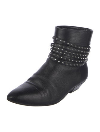 Saint Laurent Leather Studded Accents Boots