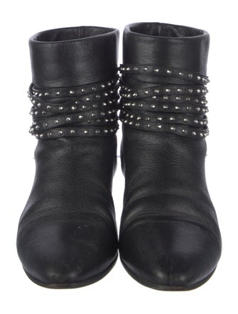 Saint Laurent Leather Studded Accents Boots
