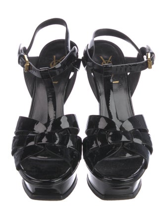 Saint Laurent Patent Leather T-Strap Sandals