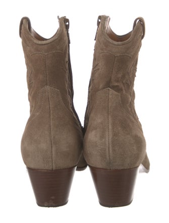 Saint Laurent Suede Embroidered Accent Western Boots
