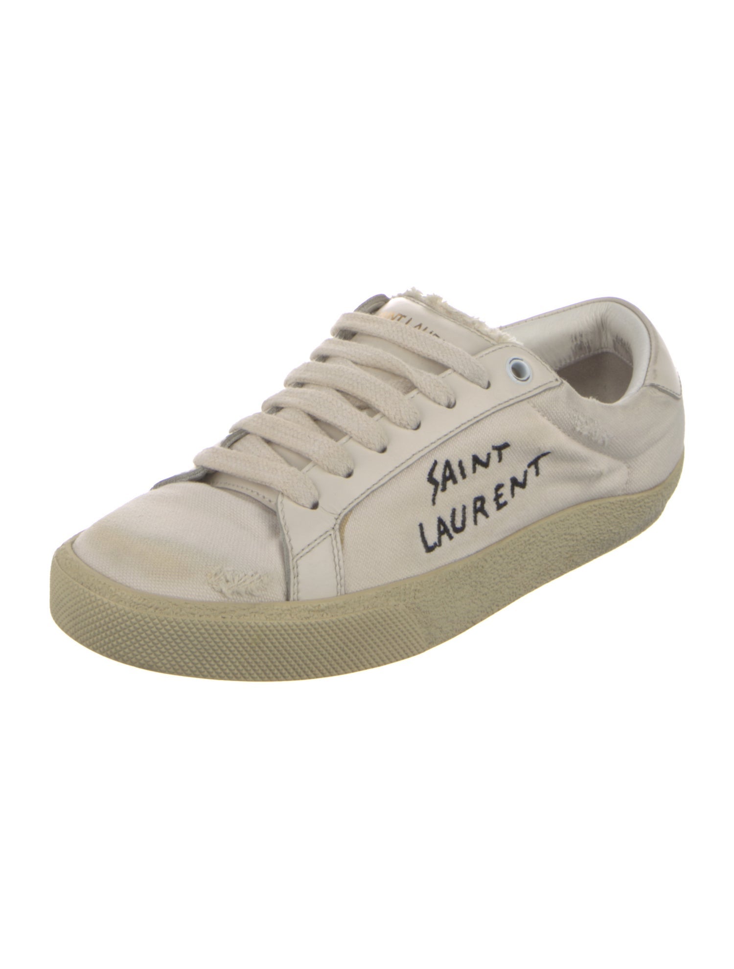 Saint Laurent Canvas Embroidered Accent Sneakers