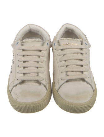 Saint Laurent Canvas Embroidered Accent Sneakers