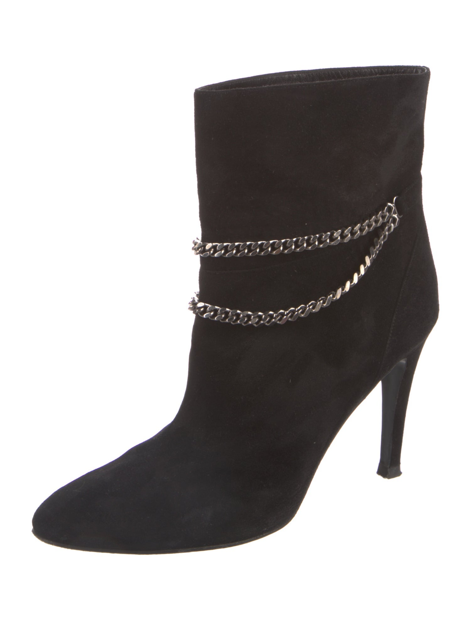 Saint Laurent Suede Chain-Link Accents Boots