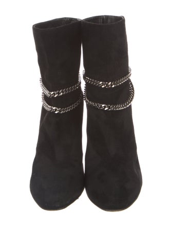 Saint Laurent Suede Chain-Link Accents Boots