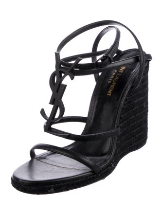 Saint Laurent Signature Logo Leather Espadrilles