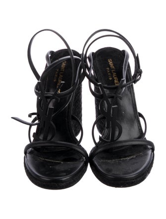 Saint Laurent Signature Logo Leather Espadrilles