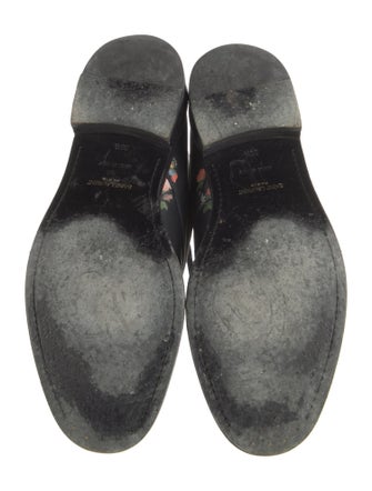 Saint Laurent Leather Floral Print Lace-Up Boots