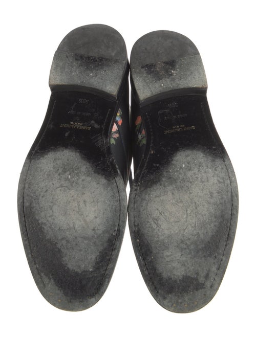 Saint Laurent Leather Floral Print Lace-Up Boots