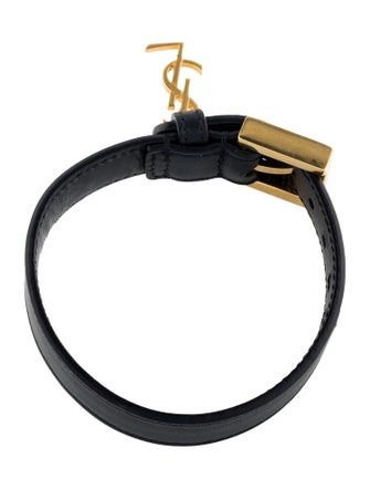 Saint Laurent Leather Monogram Charm Bracelet