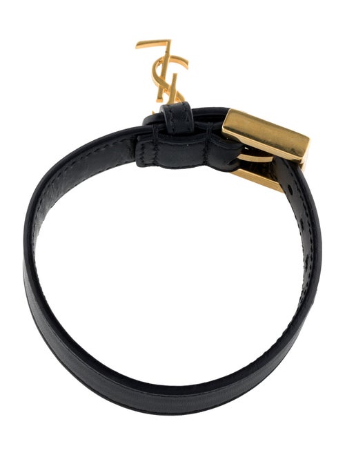 Saint Laurent Leather Monogram Charm Bracelet