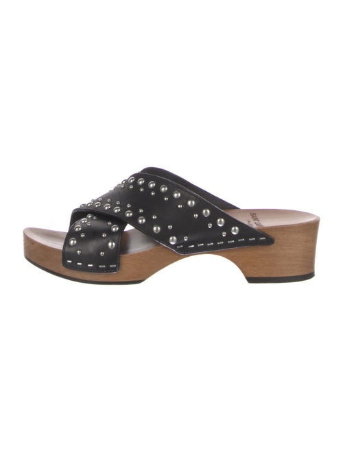 Saint Laurent Leather Studded Accents Slides