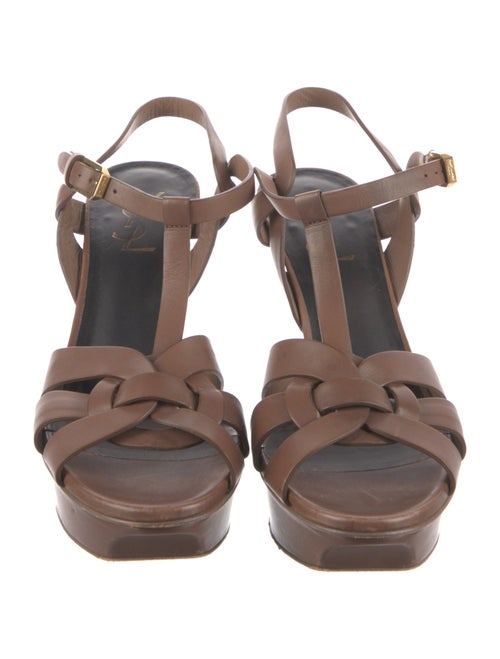 Saint Laurent Leather Cutout Accent T-Strap Pumps