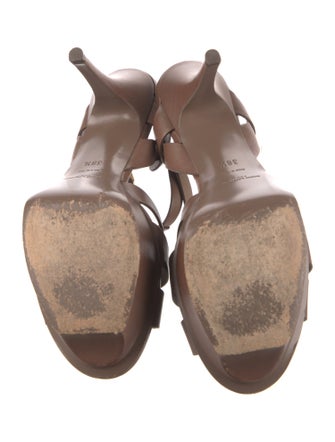 Saint Laurent Leather Cutout Accent T-Strap Pumps