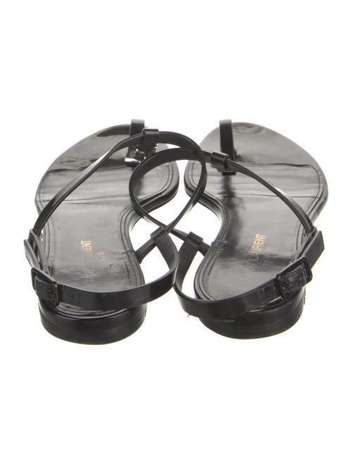 Saint Laurent Patent Leather Crystal Embellishments T-Strap Sandals
