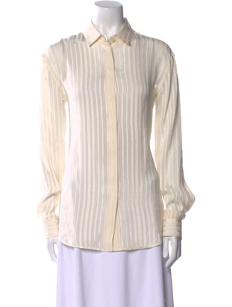 Saint Laurent Silk Striped Button-Up Top