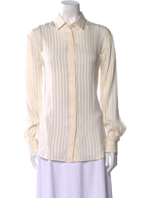 Saint Laurent Silk Striped Button-Up Top