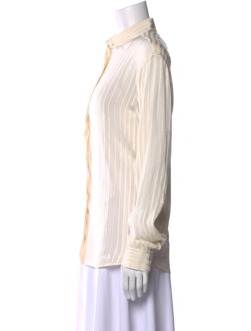 Saint Laurent Silk Striped Button-Up Top