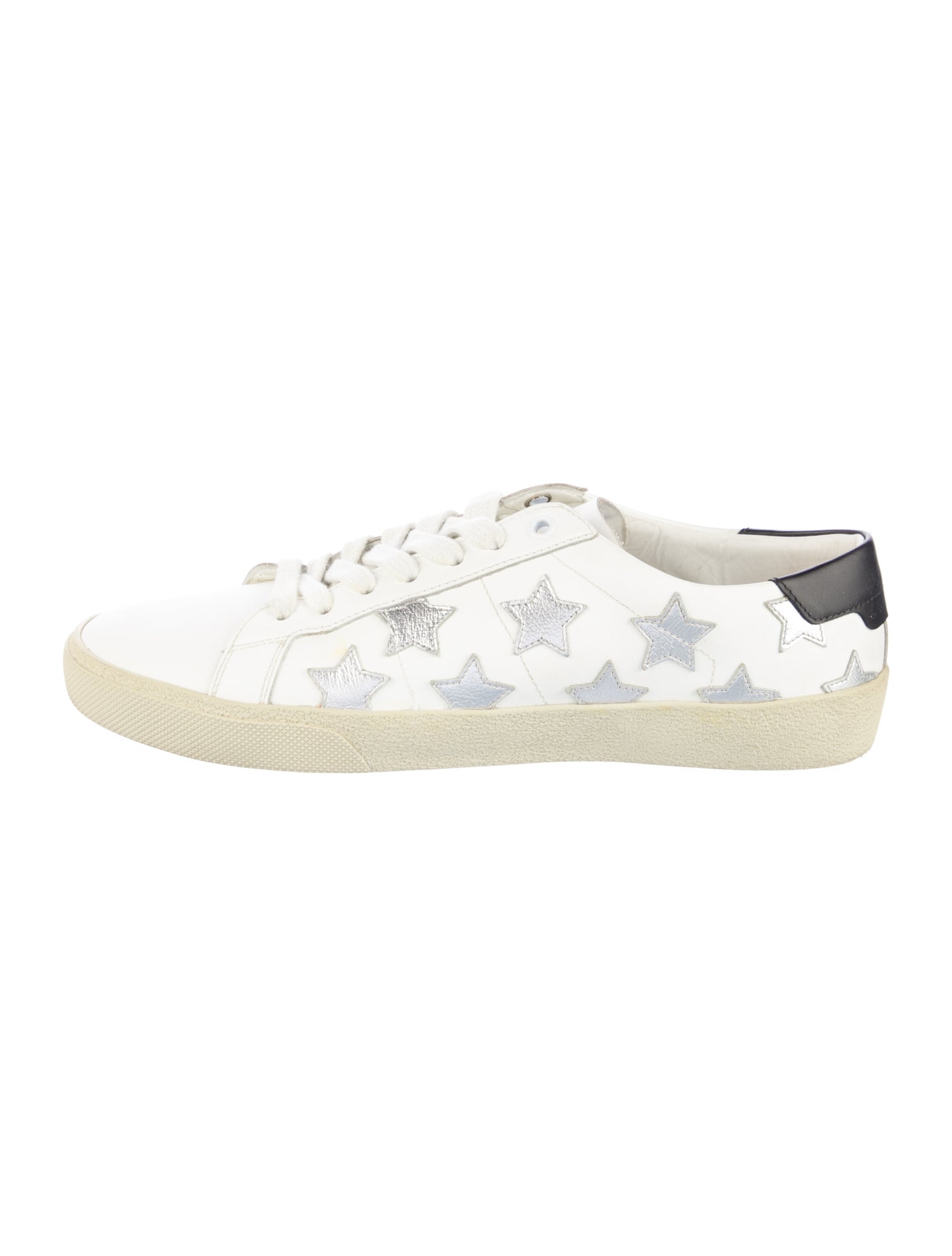 Saint Laurent Leather Embroidered Accent Sneakers