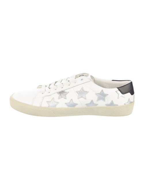 Saint Laurent Leather Embroidered Accent Sneakers