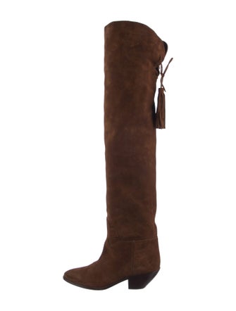 Saint Laurent Suede Tassel Accents Boots