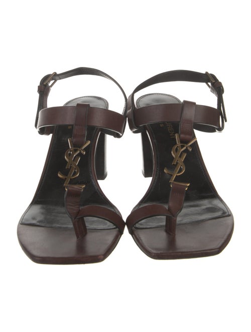 Saint Laurent Signature Logo Leather T-Strap Sandals