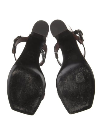 Saint Laurent Signature Logo Leather T-Strap Sandals