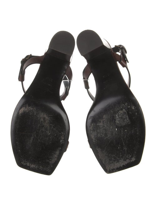 Saint Laurent Signature Logo Leather T-Strap Sandals