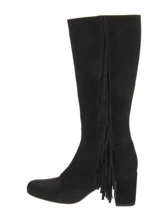 Saint Laurent Suede Fringe Trim Accent Boots