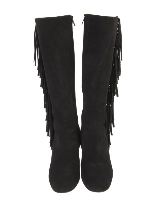 Saint Laurent Suede Fringe Trim Accent Boots