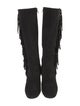 Saint Laurent Suede Fringe Trim Accent Boots