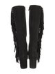 Saint Laurent Suede Fringe Trim Accent Boots