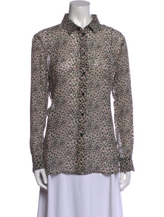 Saint Laurent Silk Animal Print Button-Up Top