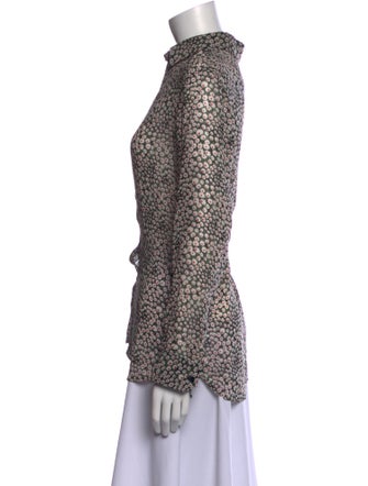 Saint Laurent Silk Animal Print Button-Up Top