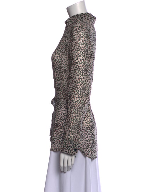 Saint Laurent Silk Animal Print Button-Up Top