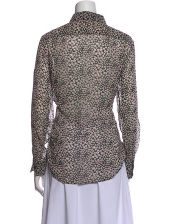 Saint Laurent Silk Animal Print Button-Up Top