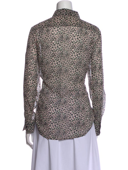Saint Laurent Silk Animal Print Button-Up Top