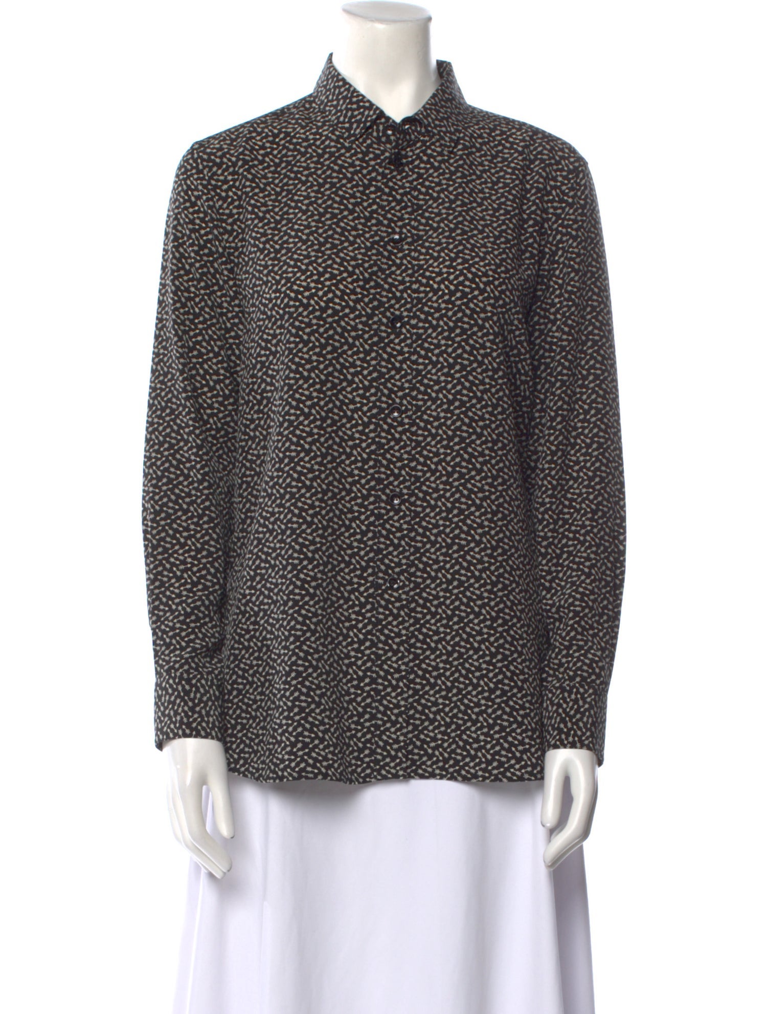 Saint Laurent Silk Printed Button-Up Top