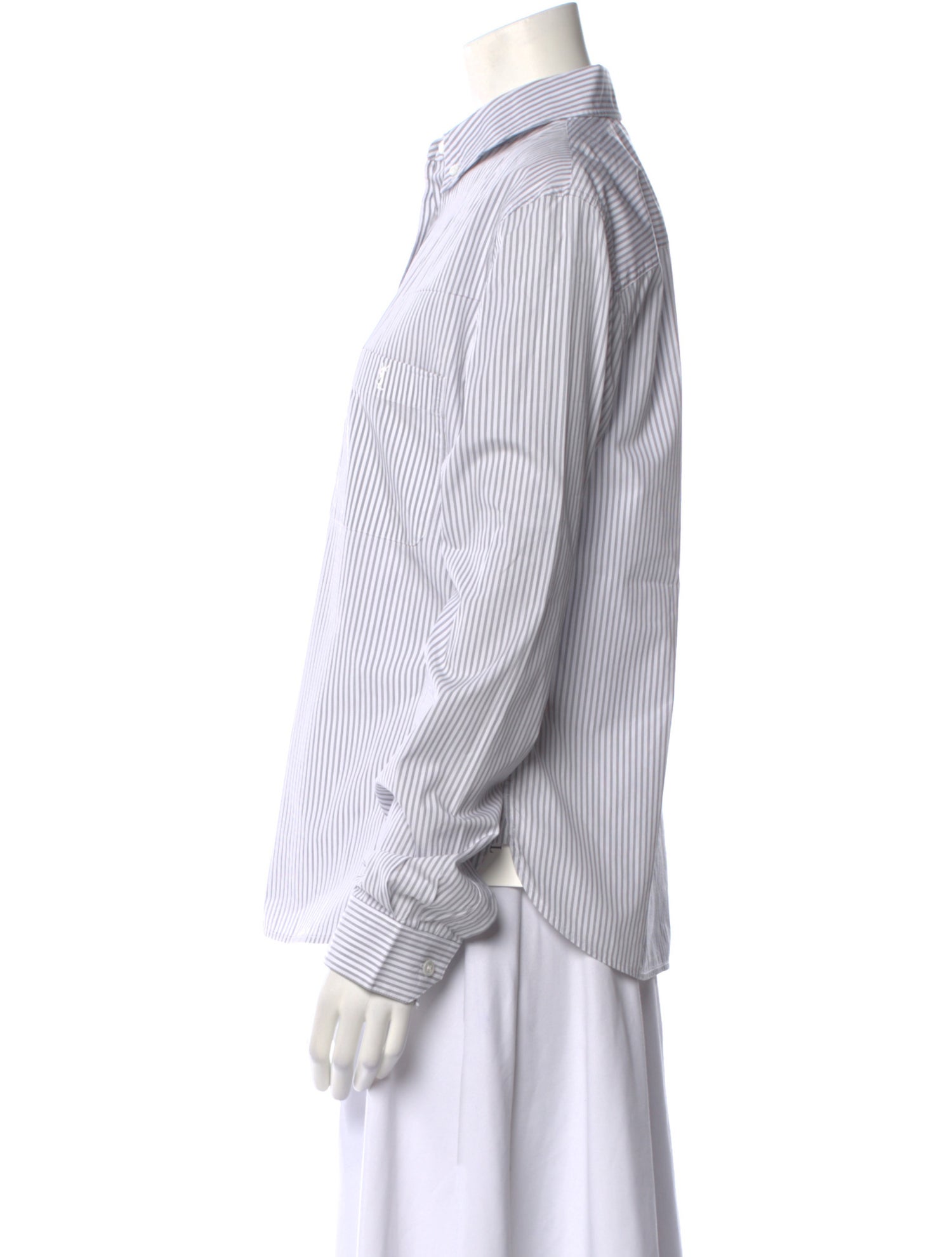 Saint Laurent Striped Long Sleeve Button-Up Top