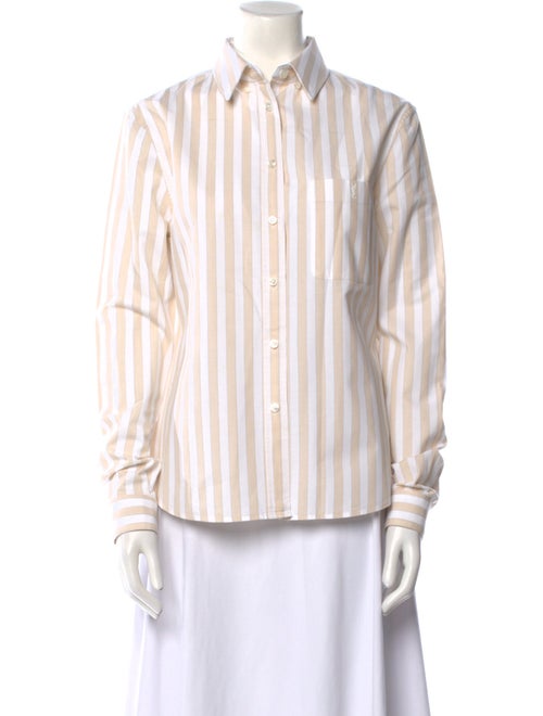 Saint Laurent Striped Long Sleeve Button-Up Top