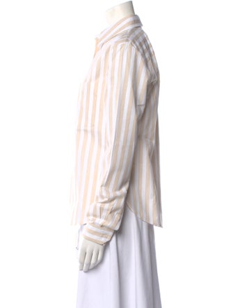 Saint Laurent Striped Long Sleeve Button-Up Top