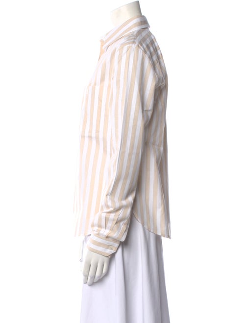 Saint Laurent Striped Long Sleeve Button-Up Top