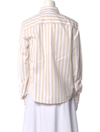 Saint Laurent Striped Long Sleeve Button-Up Top
