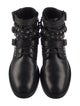 Saint Laurent Leather Chain-Link Accents Combat Boots