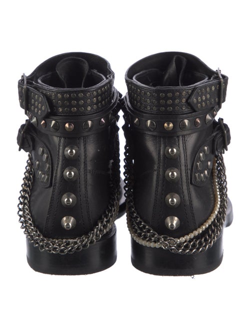 Saint Laurent Leather Chain-Link Accents Combat Boots