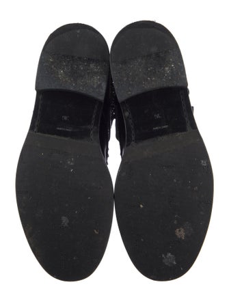 Saint Laurent Leather Chain-Link Accents Combat Boots