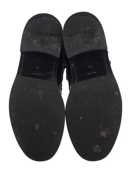 Saint Laurent Leather Chain-Link Accents Combat Boots