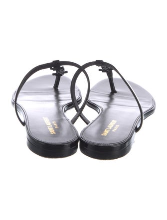 Saint Laurent Chevron Patent Leather T-Strap Sandals