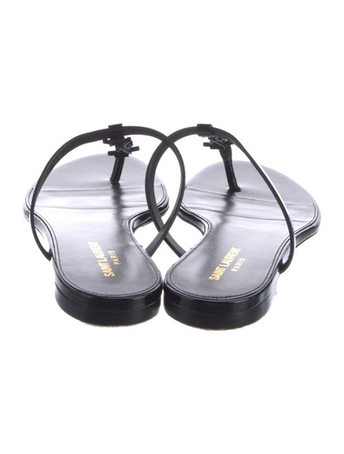 Saint Laurent Chevron Patent Leather T-Strap Sandals